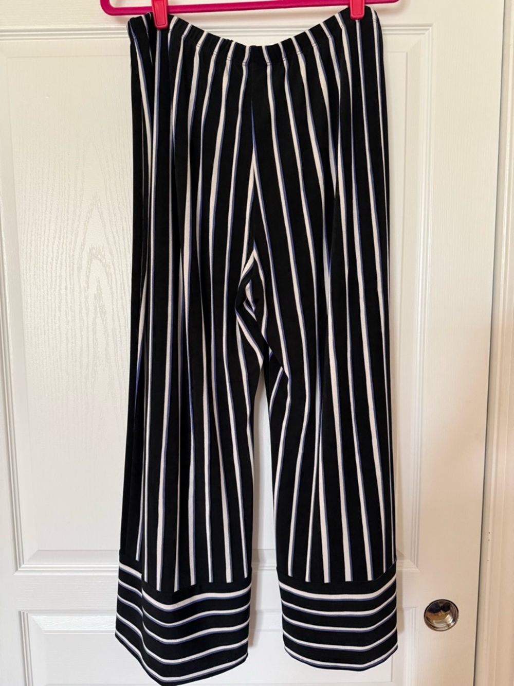 Chico's Black and White Vertical-Stripe Wide Leg Pants - Picture 4 of 9